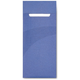 Serviettentaschen "Gourmet Gastro" 85x200mm dunkelblau mit Tissue-Servietten 33x33cm 2-lagig weiß