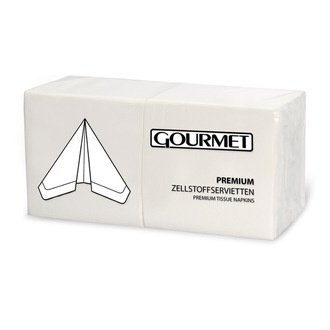 Tissue-Servietten 24x24cm 2-lagig 1/4 Falz Gourmet Premium weiß