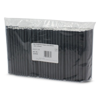 Bio-Trinkhalme Papier 15cm Ø7mm starr schwarz