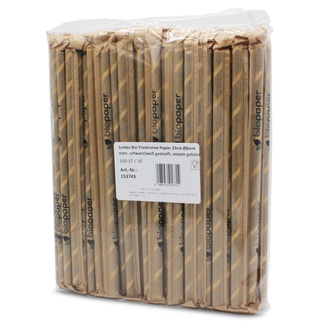 Jumbo Bio-Trinkhalme Papier 23cm Ø8mm starr gehülst schwarz/weiß gestreift