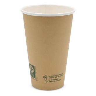 Coffee-Cups 16oz/400ml (Ø90mm) "Just Leaf brown" kompostierbar + recycelbar + flustix
