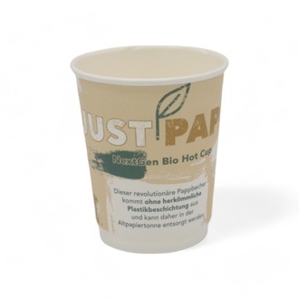 Doppelwand-Coffee-Cups 8oz/200ml (Ø80mm) "JUST PAPER" Karton weiß kompostierbar + recycelbar