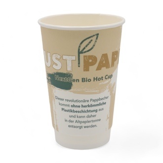 Doppelwand-Coffee-Cups 16oz/400ml (Ø90mm) "JUST PAPER" Karton weiß kompostierbar + recycelbar