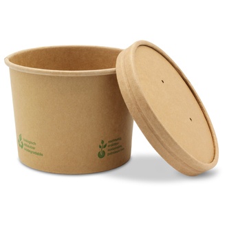 Suppenbehälter Soup2Go-Container 20oz/570ml mit Deckel braun PLA-beschichtet "Urban Leaf"