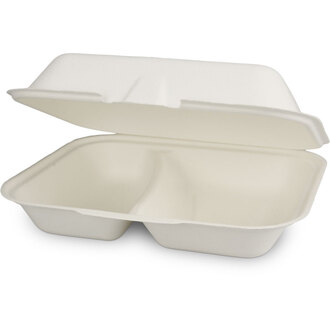 Menü-Box Bagasse 2-geteilt 24x20x8cm eco-friendly