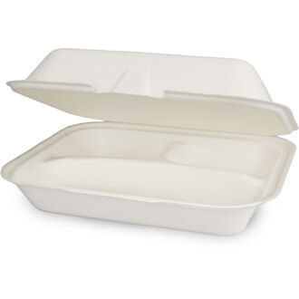 Menü-Box Bagasse 3-geteilt 24x20x8cm eco-friendly