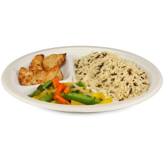 Bagasse-Teller 3-geteilt rund Ø26cm Höhe: 2,6cm eco-friendly Menüteller 