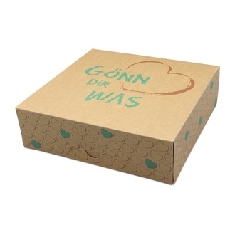 Faltbox klein 20x20x6cm fettdichter Karton braun "Gönn Dir was"