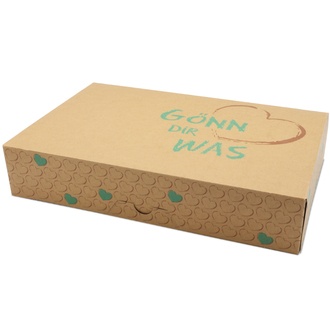 Faltbox groß 30x20x6cm fettdichter Karton braun "Gönn Dir was"