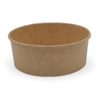 Salatschalen Ø140mm Karton Kraft braun 550ml Höhe 46mm + rPET Deckel 