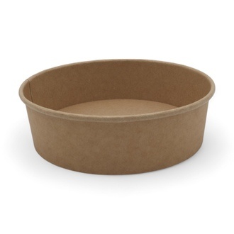 Salatschalen Ø180mm Karton Kraft braun 1000ml Höhe 47mm + rPET Deckel 