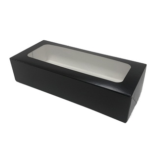 Sushi-Box 2 aus Karton schwarz mit Fenster 220x100x50mm