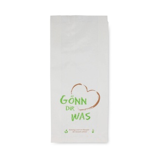 Bäckerfaltenbeutel 427 - 16+6x36cm "Gönn Dir was" Kraftpapier gefädelt weiß