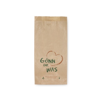 Bäckerfaltenbeutel 422 - 14+6x28cm "Gönn Dir was" Kraftpapier gefädelt braun