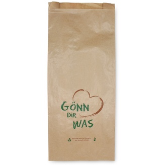 Bäckerfaltenbeutel 435 - 20+7x48cm "Gönn Dir was" Kraftpapier gefädelt braun