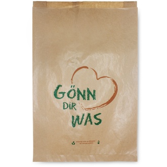 Bäckerfaltenbeutel 442 - 31+8x48cm "Gönn Dir was" Kraftpapier gefädelt braun
