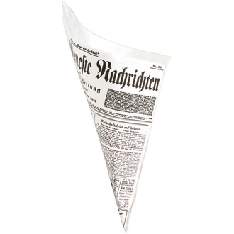 Spitztüten 19cm - 125g 2-lagig Kraftpapier + Pergament-Ersatzpapier weiß ungefädelt "Zeitungsdruck"