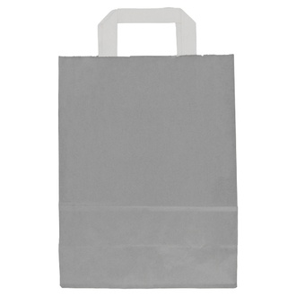Papier-Tragetaschen 22+10x28cm weißer Innenhenkel Kraftpapier 70g/m² grau