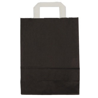 Papier-Tragetaschen 22+10x28cm weißer Innenhenkel Kraftpapier 70g/m² schwarz