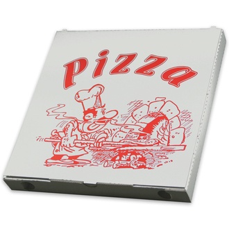 Pizzakarton 30x30x3 cm Standard, weiß mit Neutraldruck