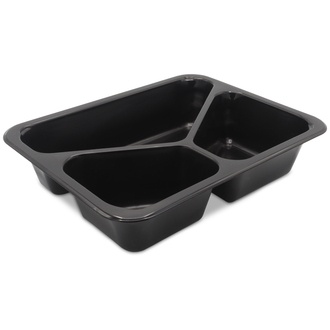 PP-Menüschalen Mehrweg 3-geteilt 227x178x45mm schwarz
