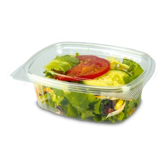 Salatschalen mit anhängendem Deckel rPET 250ml oval klar 133x105x43mm-D01 