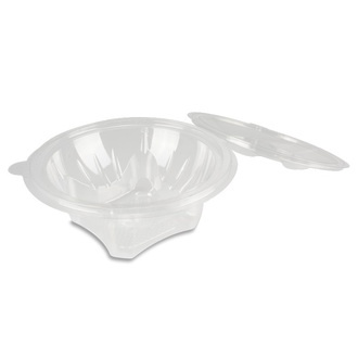 Salatschale mit abreißbarem Deckel rPET 600ml 174x176,5x66,3mm rund klar "Sekipack" 