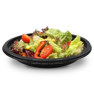 Salatschalen PP 750ml rund Ø225mm Höhe 90mm schwarz mit Deckel klar