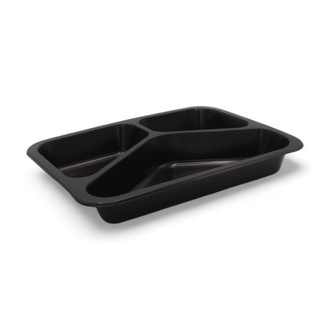 PP-Menüschalen 3-geteilt 227x178x30mm siegelfähig schwarz D