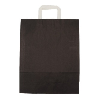 Papier-Tragetaschen 32+12x40cm weißer Innenhenkel Kraftpapier 80g/m² schwarz
