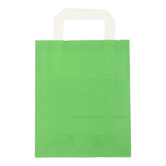 Papier-Tragetaschen 18+8x22cm weißer Innenhenkel Kraftpapier 70g/m² gün