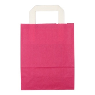 Papier-Tragetaschen 18+8x22cm weißer Innenhenkel Kraftpapier 70g/m² pink