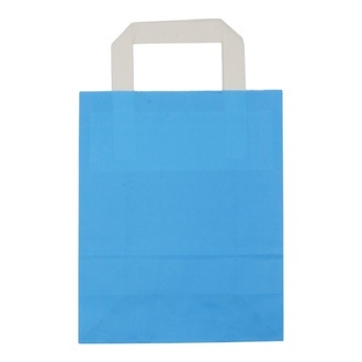 Papier-Tragetaschen 18+8x22cm weißer Innenhenkel Kraftpapier 70g/m² hellblau