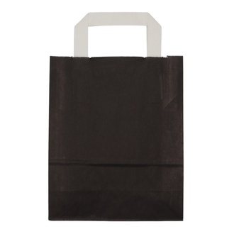 Papier-Tragetaschen 18+8x22cm weißer Innenhenkel Kraftpapier 70g/m² schwarz