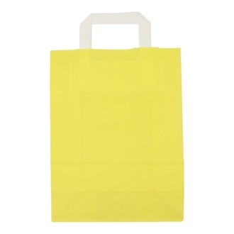 Papier-Tragetaschen 22+10x28cm weißer Innenhenkel Kraftpapier 70g/m² gelb