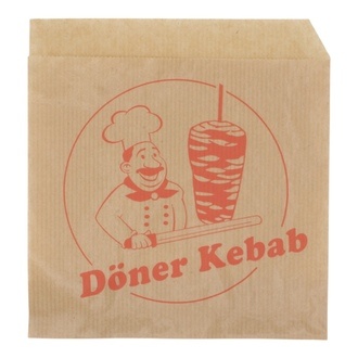 Döner-Tüten 15x16cm Kraftpapier braun eng gerippt - Neutraldruck: "DÖNERSPIESS"
