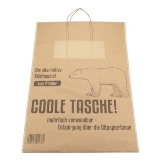 Tiefkühl-Tragetaschen aus Papier 38x52cm 3-lagig - Neutraldruck mit EAN "Coole Tasche"