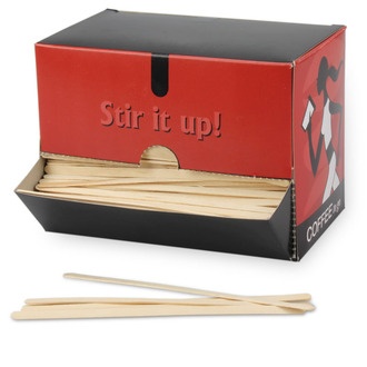 Rührstäbchen Holz 140mm in Spender-Box 