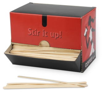 Rührstäbchen Holz Premium 178mm in Spender-Box 