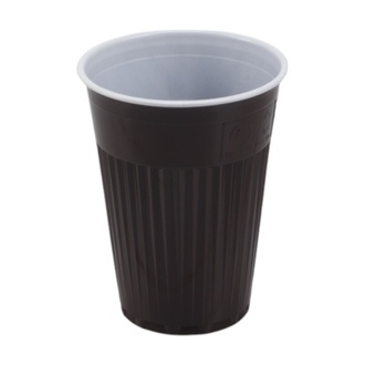 Automatenbecher PS 180ml (Ø70,3mm) längs geriffelt braun/weiss