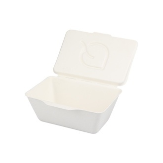 Foodboxen Bagasse 355ml mit anhängendem Deckel 133x90x50mm