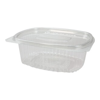 Salatschalen mit anhängendem Deckel rPET 500ml oval klar 150x124x55mm -D03 