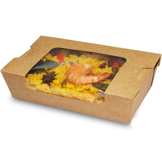 Bio-Foodcase View mit Sichtfenster 180x100x50mm 1000ml Karton kraft braun