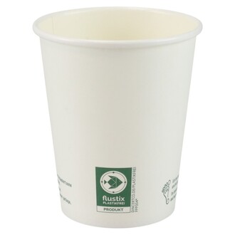 Coffee-Cups 8oz/200ml (Ø80mm) Hartpapier weiß kompostierb.+recycelb."Just Leaf" Greenline + flustix