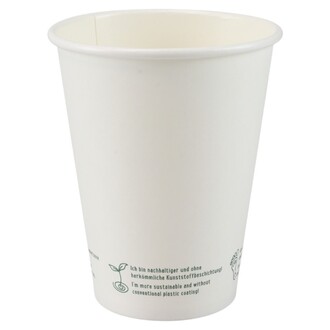 Coffee-Cups 12oz/300ml (Ø90mm) Hartpapier weiß kompostierb.+recycelb."Just Leaf" Greenline
