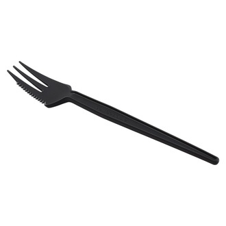 Kuchen/Snackgabel mit Säge Mehrweg CPLA 132mm schwarz