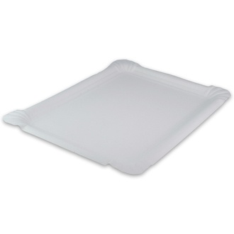 Pappteller eckig 16x34cm weiß Frischfaser