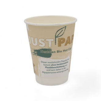 Doppelwand-Coffee-Cups 12oz/300ml (Ø90mm) "JUST PAPER" Karton weiß kompostierbar + recycelbar