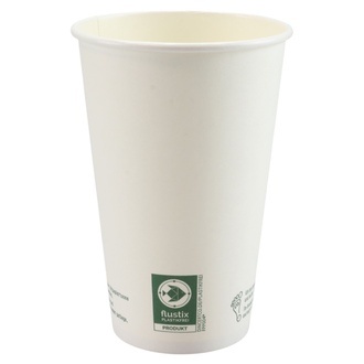 Coffee-Cups 16oz/400ml (Ø90mm) Hartpapier weiß kompostierb.+recycelb."Just Leaf" + flustix