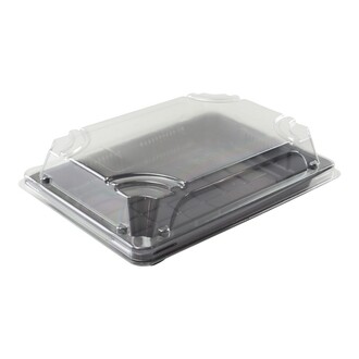 Sushi-Tray "L" schwarz 185x130x20mm + Deckel RPET antifog